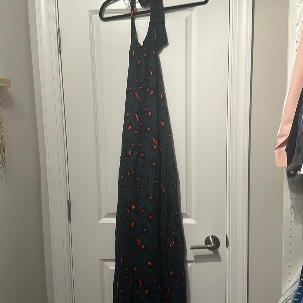 Green leopard halter dress